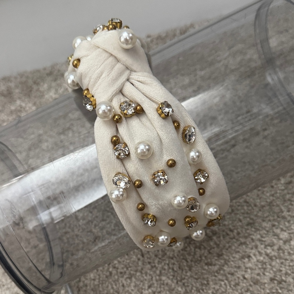 Elegant Cream Beaded Headband